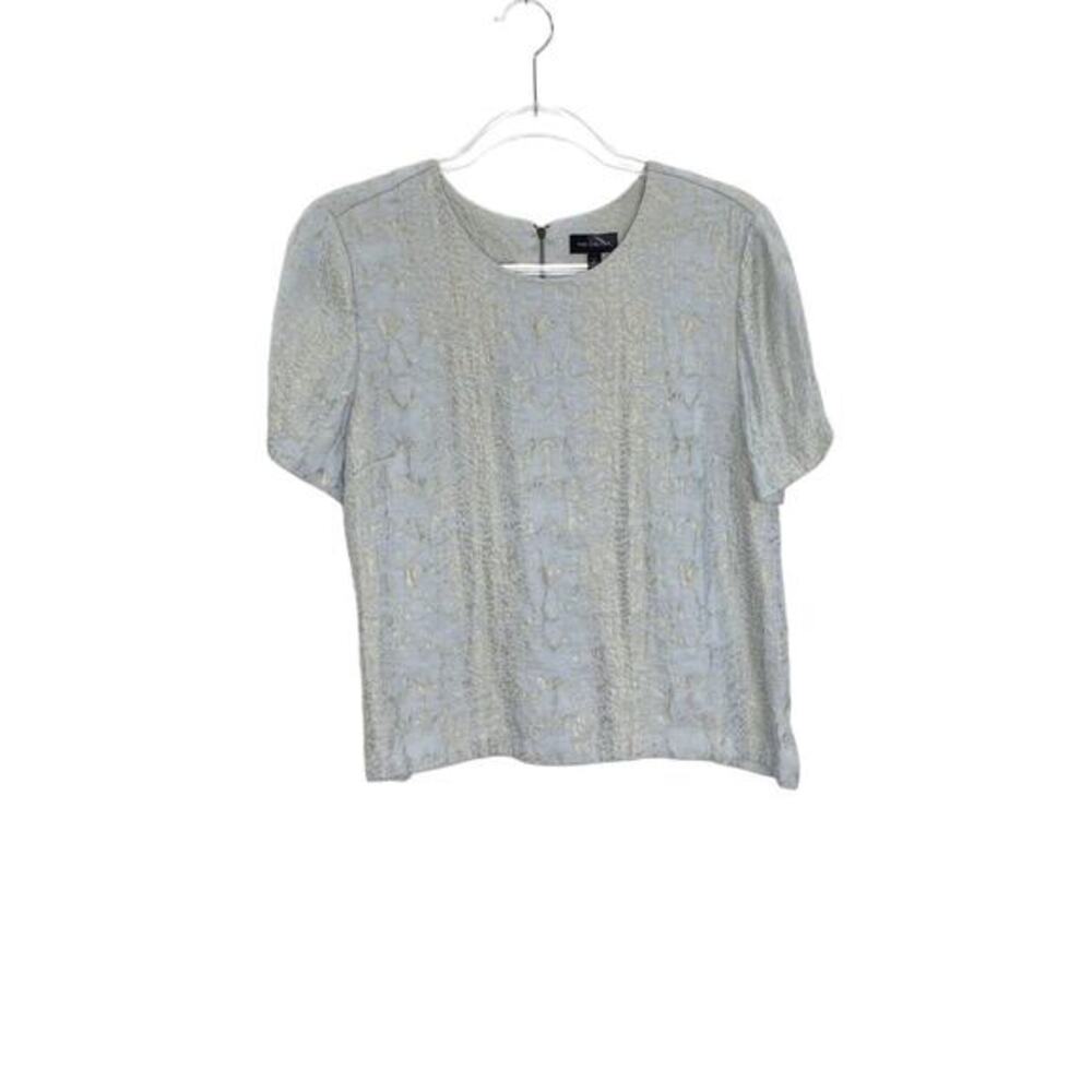 The Limited Womens Large Blue Beige Top Damask‎ Snake Pattern Exposed Zipper